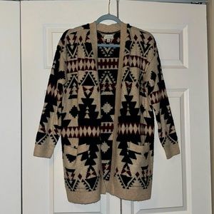 Long tribal print cardigan